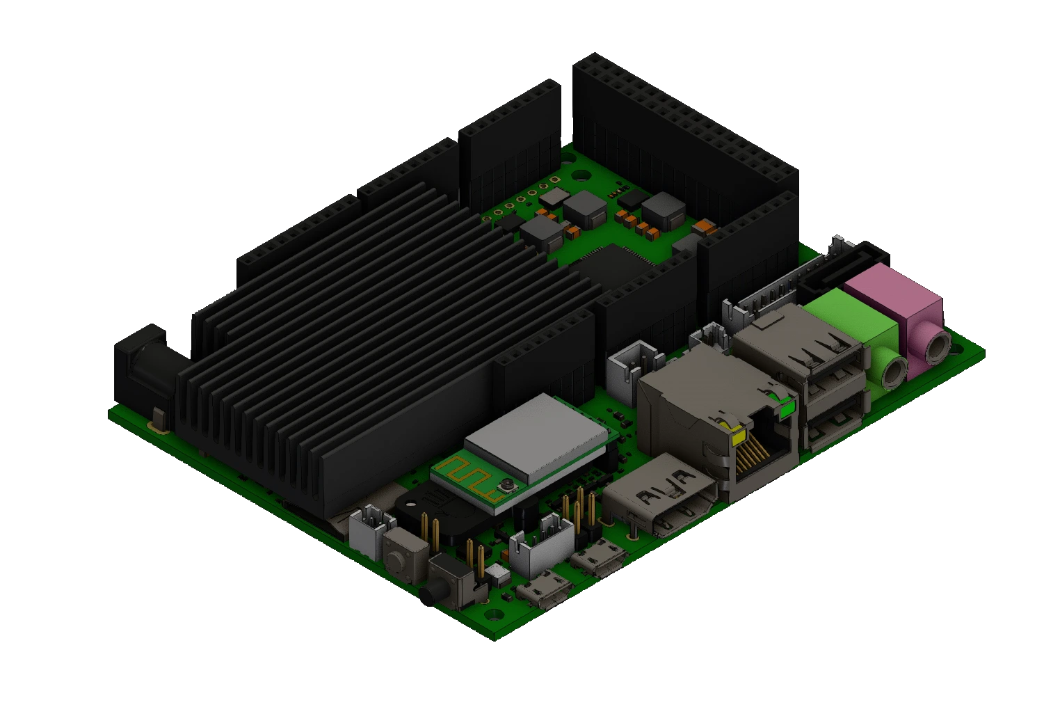 3D render of the Udoo Quad board, top