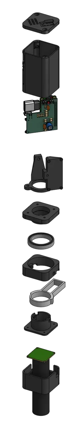 Exploded view of the whole microscope assembly