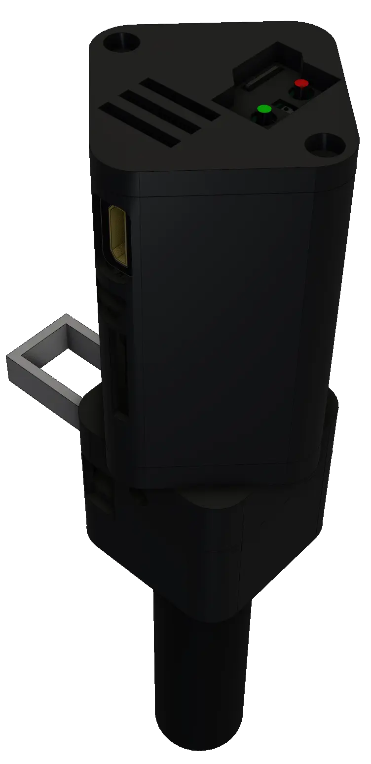 Full microscope, with upper assembly rotated at a 45° angle